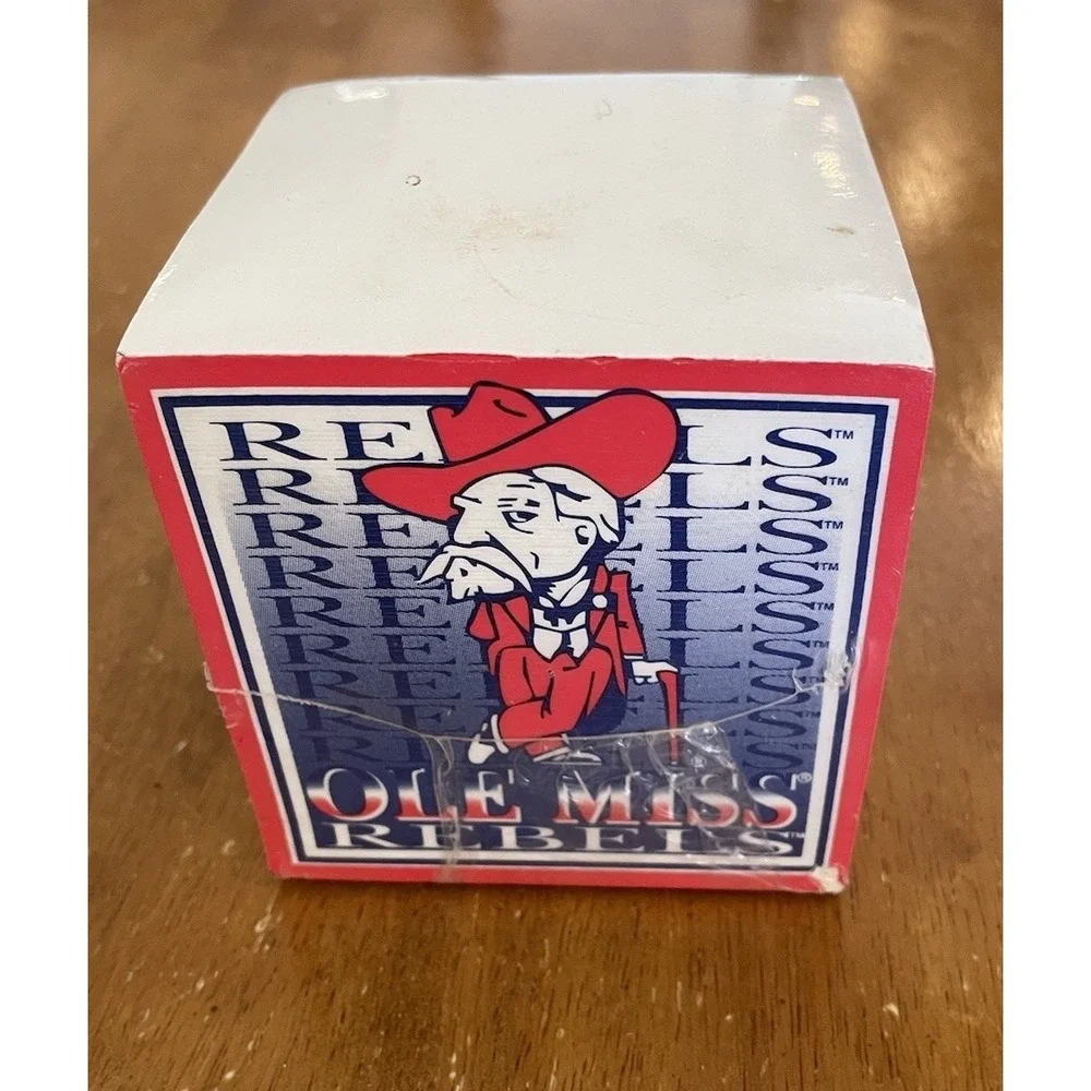 Vtg Ole Miss Rebels Note Cube Pen Holder Memo Block Scribbling Ink Designs